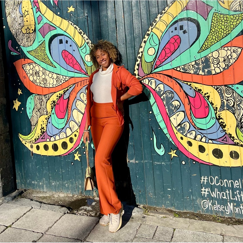 Two piece orange trouser set